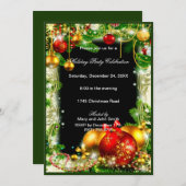 Red Gold Baubles Pine-kerstfeest uitnodiging (Voorkant / Achterkant)