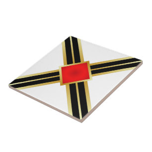 Red Gold Black Crises Cross Tegeltje
