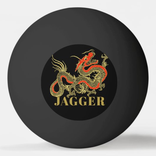 Red Gold Black Fantasy Chinese Dragon Monogram Pingpongballen (Voorkant)