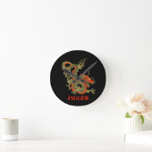 Red Gold Black Fantasy Chinese Dragon Ronde Klok (Huis)