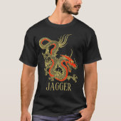 Red Gold Black Fantasy Chinese Dragon T-shirt (Voorkant)