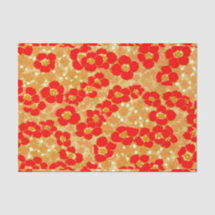Red Gold Blossom Origami Floral Pattern Tissuepapier