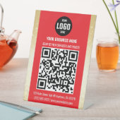 Red & Gold Business QR Code Pedestal Sign Reclamebord Met Voetstuk (Insitu)