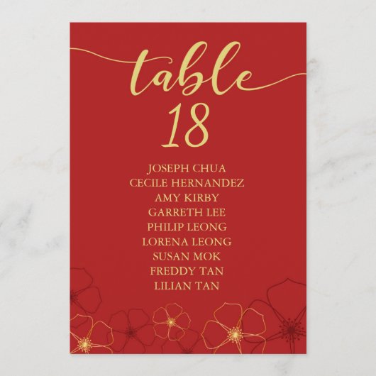 Red Gold Cherry Blosems Seating Chart Programma (Voorkant)