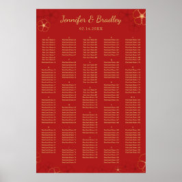 Red Gold Cherry Bloss-zeekaart | Aangepaste kleur Poster