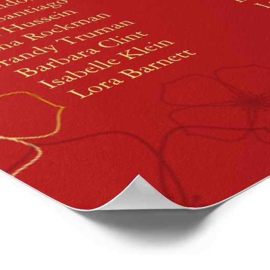 Red Gold Cherry Bloss-zeekaart | Aangepaste kleur Poster (Hoek)