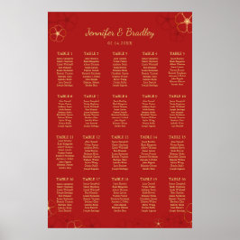 Red Gold Cherry Bloss-zeekaart | Aangepaste kleur Poster