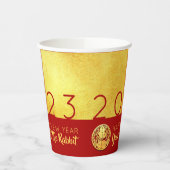Red Gold Chinese Rabbit papieren versie 2023 PC Papieren Bekers (Links)