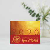 Red Gold Chinese Rat papier, 2020 Briefkaart (Staand voorkant)