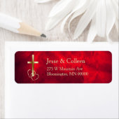 Red Gold Christelijk Cross Weduwen Return Label (Insitu)