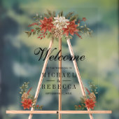 Red Gold Christmas Floral Wedding Welcome (Neutre)