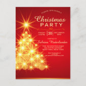 Red Gold Christmas Tree Fête Invitation (Devant)