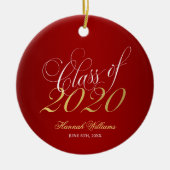 Red Gold Class of 2020 Graduation Keramisch Ornament (Voorkant)
