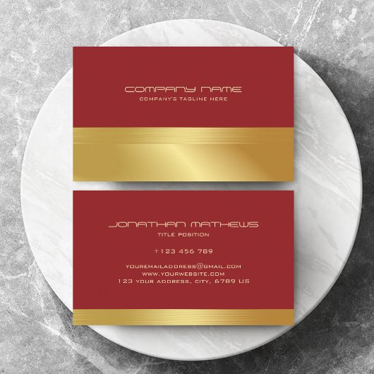 Red Gold Classy Theme Elegante Luxe Tekst Aangepas Visitekaartje