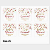 Red Gold Confetti Happy Retirement Vierkante Sticker (Vel)