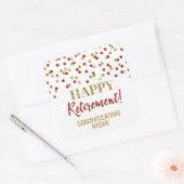 Red Gold Confetti Happy Retirement Vierkante Sticker (Envelop)