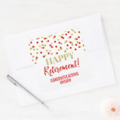 Red Gold Confetti Happy Retirement Vierkante Sticker (Envelop)
