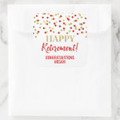 Red Gold Confetti Happy Retirement Vierkante Sticker (Tas)