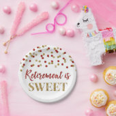 Red Gold Confetti pensioen is zoet Papieren Bordje (Feest)