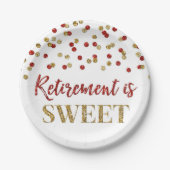 Red Gold Confetti pensioen is zoet Papieren Bordje (Voorkant)