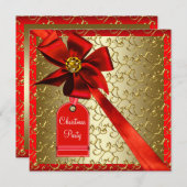 Red Gold Corporate Christmas Party Invitations (Devant / Derrière)