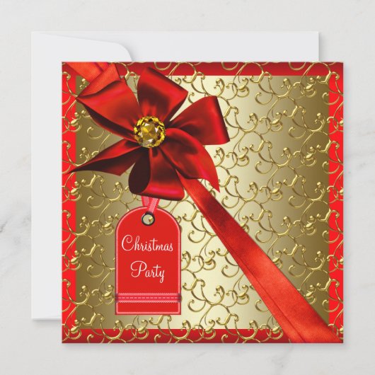 Red Gold Corporate Christmas Party Invitations (Devant)