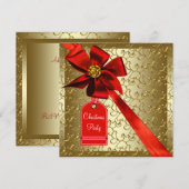 Red Gold Corporate Christmas Party Kaart (Voorkant / Achterkant)
