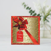 Red Gold Corporate Christmas Party Uitnodigingen (Staand voorkant)