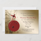 Red gold Corporate feestdag Bowling party Invite Kaart (Voorkant)