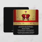 Red Gold Crown Prince Baby shower Kaart (Voorkant / Achterkant)