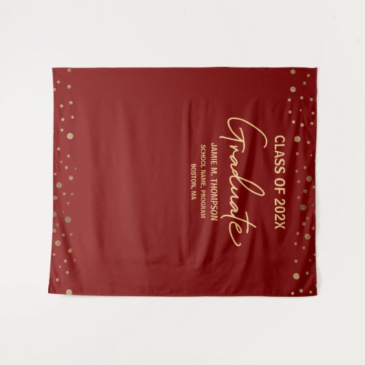 Red Gold CUSTOM Class Jaar achtergrond Afstuderen Wandkleed (Voorkant (horizontaal))