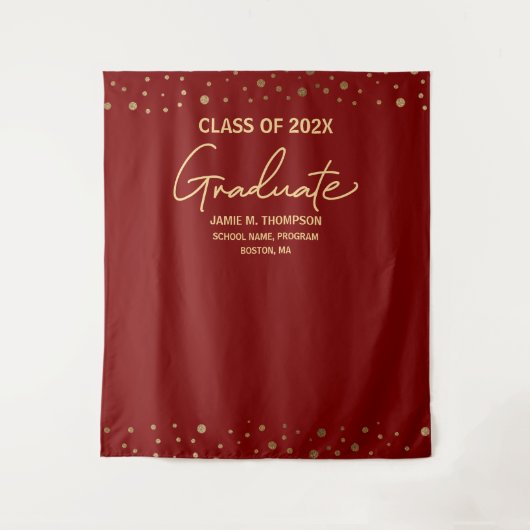 Red Gold CUSTOM Class Jaar achtergrond Afstuderen Wandkleed (Voorkant)