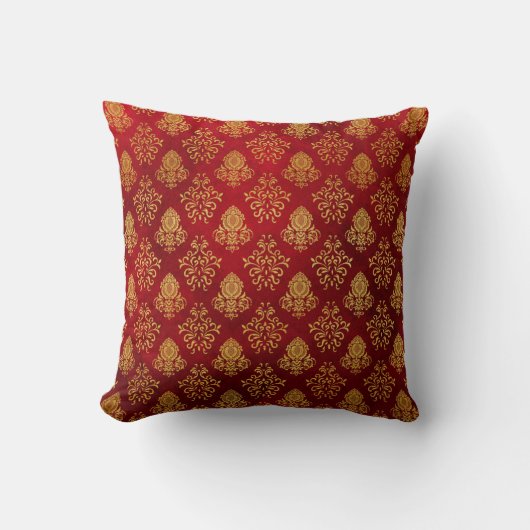Red & Gold Damask-behuizing Kussen (Voorkant)