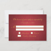 Red & Gold Damask, Chinees Dubbelgeluk RSVP Kaartje (Achterkant)