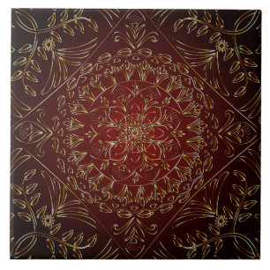 Red Gold Decorative Ceramic Tile Tegeltje