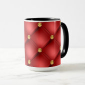 Red Gold Diamonds Tufted Coffee Mok (Voorkant rechts)