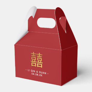 Red Gold Double Happiness Chinese Wedding Gable Bedankdoosjes