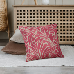 Red Gold Elegant Floral Chic Botanical Flowers Buitenkussen