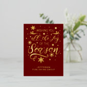 Red Gold Elegant Moderne Business Holiday Carte Fo (Debout devant)