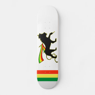 Red, Gold en Green Rasta Lion Skateboard