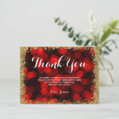Red Gold Faux Glitter Lights 16 Bedankkaart (Staand voorkant)