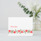 Red Gold Floral Border Custom Hartelijk dank Brief Briefkaart (Staand voorkant)