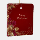 Red Gold Floral Holiday Ornament (Rechts)