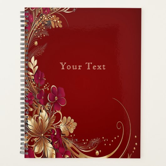 Red Gold Floral Holiday Planner (Voorkant)