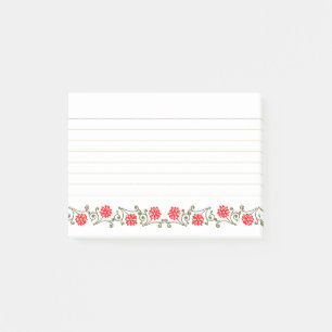 Red Gold Floral - Optionele geblikte stickies Post-it® Notes