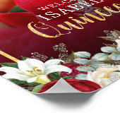 Red Gold Floral Photo Quinceañera Affiche de bienv (Coin)