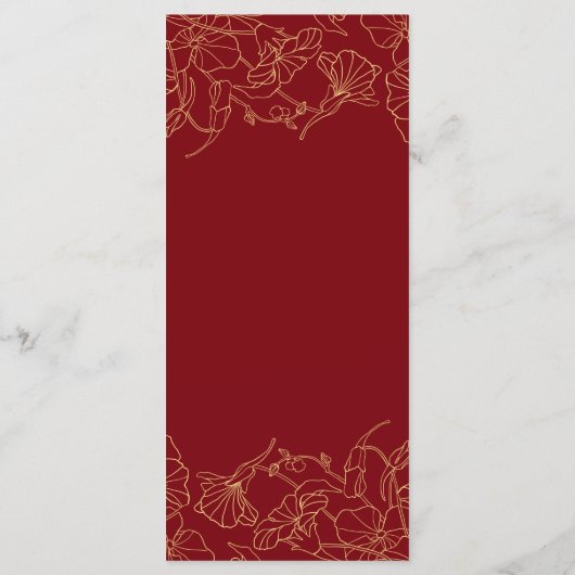 Red Gold Floral Programme d'anniversaire (Dos)