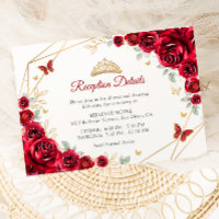 Red Gold Floral Quinceanera Receptie Details