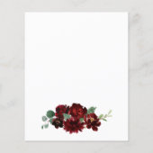 Red Gold Floral Rustic Élégant blanc Mariage Menus (Dos)