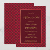 Red Gold Floral vanmiddag Vrijgezellenfeest Kaart (Voorkant / Achterkant)